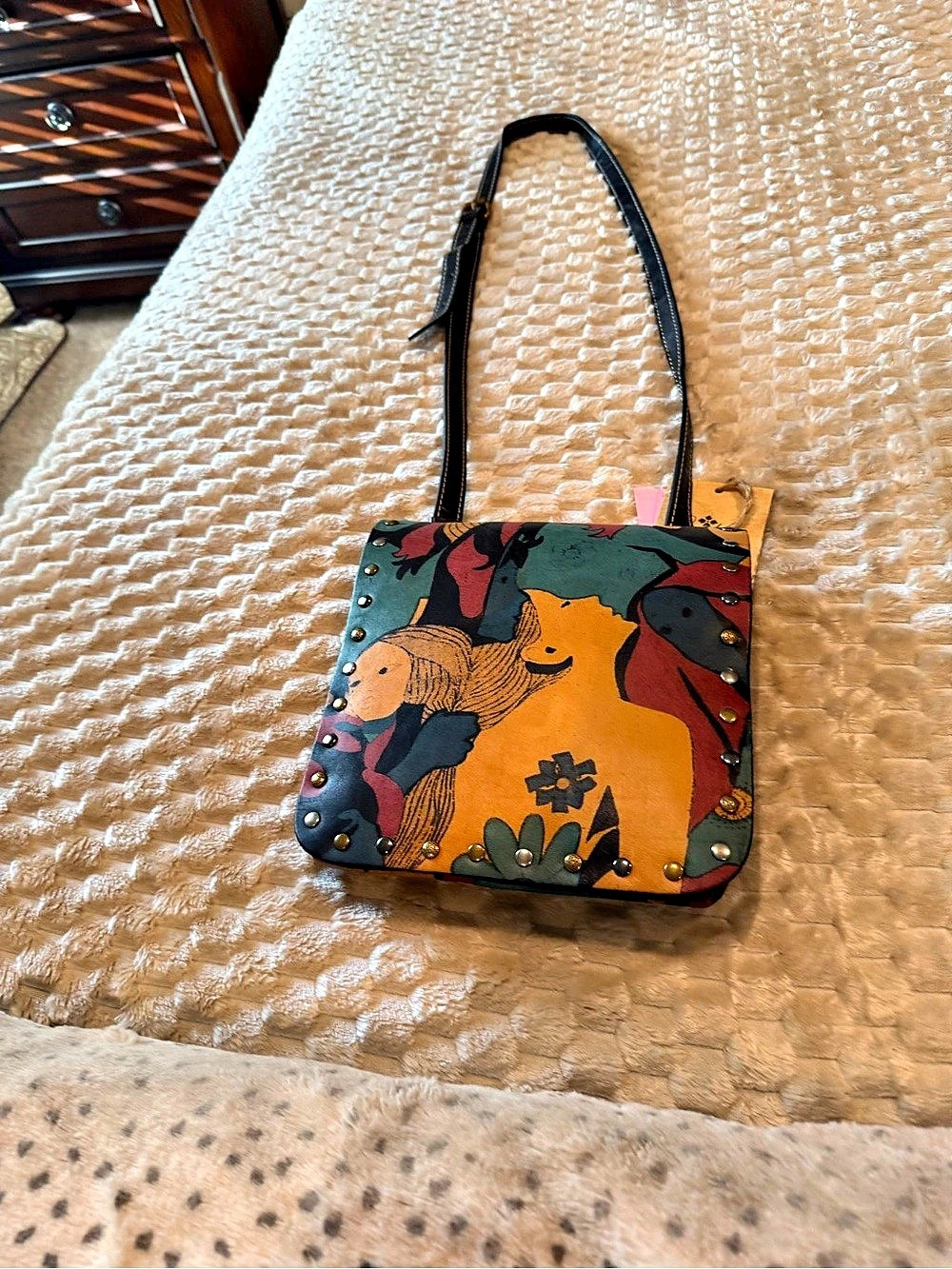 Patricia Nash Studded Shoulder Bag in Orange & Black NWT